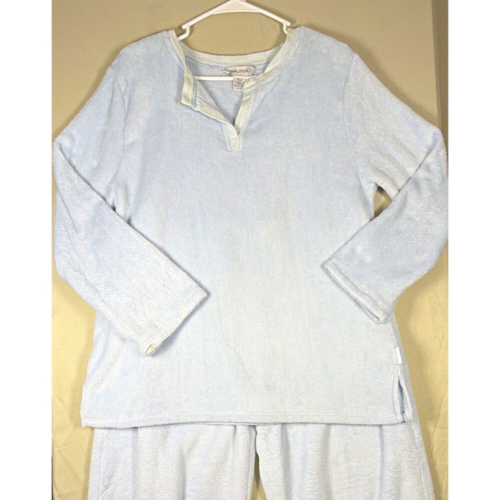 Nautica Womens L Blue Fleece Lounge Pajama Set